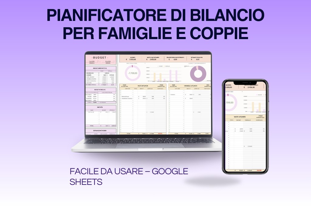 Bilancio familiare per Excel & Google Sheets (tutte le valute)